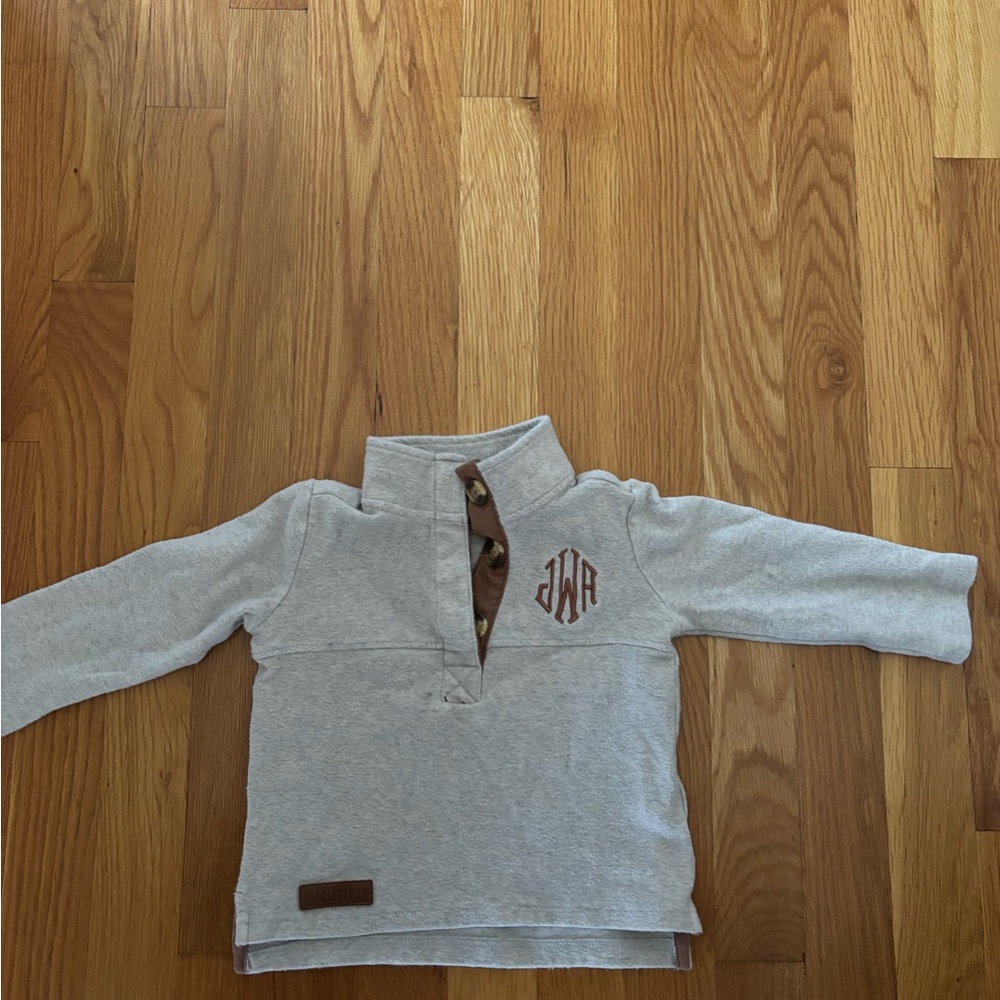 Marleylilly Oatmeal/Brown Button Down Pullover - Size 6-12 months - Monogram JWA
